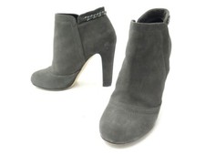 CHAUSSURES CHANEL BOTTINES A TALONS G29928 40 EN DAIM GRIS BOOTS SHOES 1400€