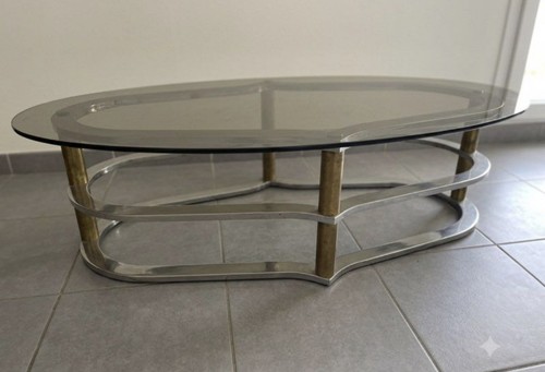 Table basse ovale vintage - table,