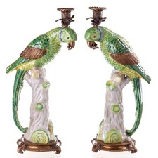Paire bougeoirs perroquet - paire,