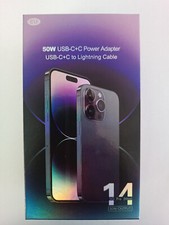 Chargeur Rapide 50W USB-C Dual + Câble 1m Neuf Prise FR iphone Certifié MFi 