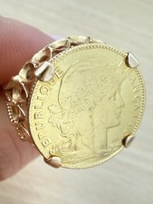 Bague En Or 18 Carat 750/1000 Avec Monnaie 10 Franc Or Marianne 8,14 Grammes