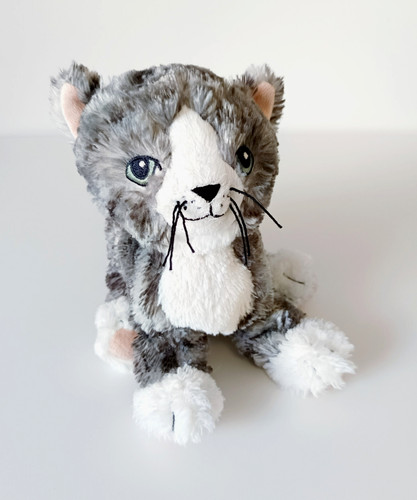Peluche doudou chat - blanc, rose