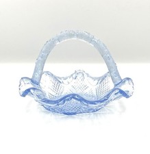 Portieux Panier En Verre Moulé Pressé Bleu Très Bon État