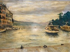 Tableau Ancien  Marine Port 15M 65x46  A Identifier Milieu  20 ie