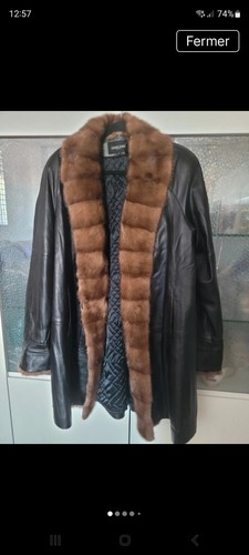 Manteau cuir fourrure vison - et,