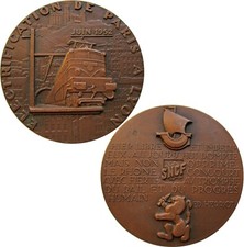 Grande médaille en bronze SNCF électrification de Paris à Lyon 1952 M Renard