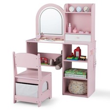 Coiffeuse et Chaise pour Enfants Coiffeuse pour Filles avec Miroir Lumineux à 3