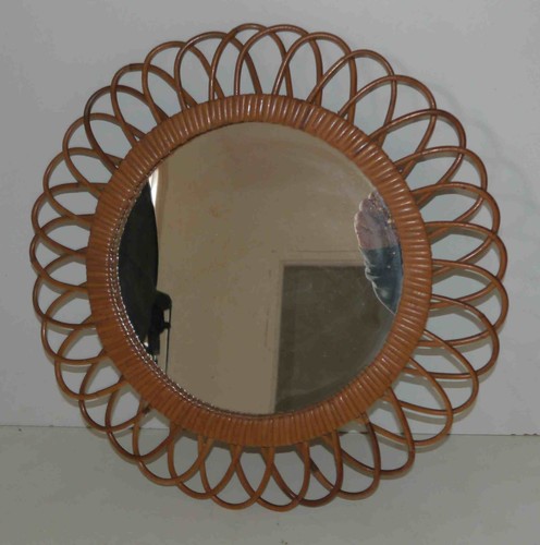 Ancien miroir rotin années - miroir,