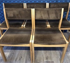 Suite De 5 chaises vintage En Bois Et Alcantara Époque 60’s 70’s Scandinave