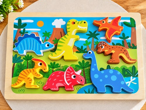 Puzzle bois dinosaures - puzzle, en