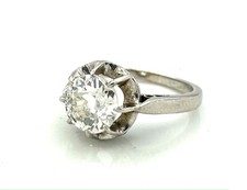 MAGNIFIQUE BAGUE PLATINE - Solitaire ancien en diamant 1,50 carat - 4,26 g