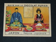 CHROMO CHOCOLAT PUPIER ASIE 1936 #148 JAPON NIPPON REPAS JAPONAIS