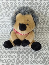 Peluche doudou hérisson beige gris noir bandana rouge 16 cm assis Jémini
