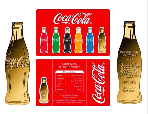 Pièce coca cola forme - pièce, d'or
