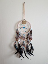 Attrape rêves beige perles et plume Diamètre 17 cm Neuf sous blister