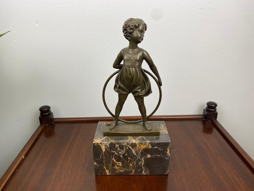 Sculpture bronze fille avec - bronze,