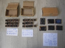 LOT DE 3 BOITES DE TAMPONS VIGNETTES JOUETS-ANIMAUX-JOUETS FILLES CAOUTCHOUC