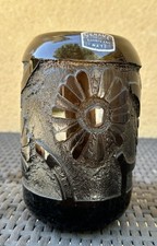 VERAME : VASE EN VERRE DÉGAGÉ À L’ACIDE DECOR DE FLEURS 17 CM METZ