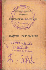 VIEUX PAPIER CARTE D'IDENTITÉ