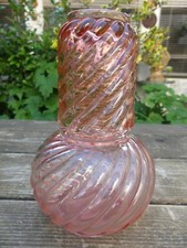 BACCARAT ? SERVICE DE NUIT CARAFE EN SON VERRE MODELE TORS OU BAMBOU ROSE