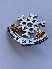 broche flocon 2 étoiles neige brevet ESF école ski français signé Fournier