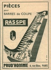 Publicité ancienne Rasspe barres coupe matériel agricole 1955 issue de magazine