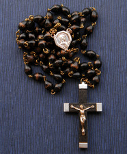 Chapelet Vierge Marie Grains et Croix en bois  Rosary Rosario