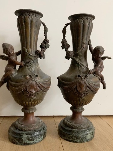 Paire vase bronze et - paire, de