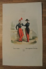 Gravure Uniforme fin XIXè par F.Philipoteaux -Ecole de Saumur-Ecole d'état 1848