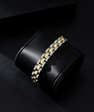 Bracelet Homme Argent Bijoux Femme Acier Inoxydable Chaine Jonc Doré Jaune