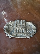 Ancien Cendrier Fonte Doré Reims Cathédrale France Vide Poche 