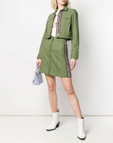 Veste jean cropped vert - cropped,
