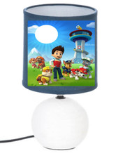 LAMPE DE CHEVET PAT PATROUILLE PERSONNALISABLE COULEUR BLEU ET BLANC 2
