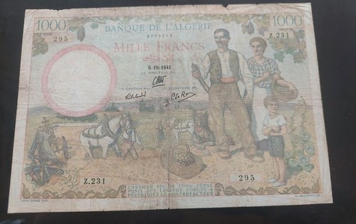 Billet algerie 1000 francs - algerie,