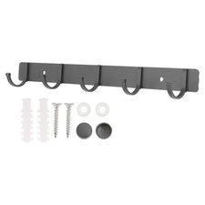Wall coat rack 5 grey hooks