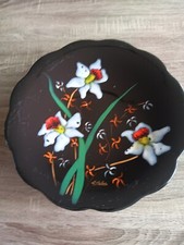 Grand Plat coupe à fruits Longwy France Jonquilles Numéroté Deco Fleur  sur pied