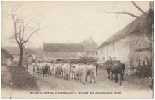 FR02 MONT SAINT MARTIN Ferme retour champs boeuf cheval trait PEU COURANTE