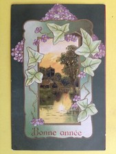 cpa Gaufrée FANTAISIE BONNE ANNÉE 1908 à Marie MALINGE Cachet BOISSERON Hérault