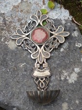 + Bénitier ancien en métal argenté ajouré, personnalisable +