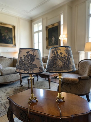Paire lampes laiton - de, en