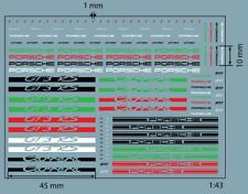 Planche logo voiture Allemande , décalcomanie à l'eau, 1:64 au 1:18, Porsche