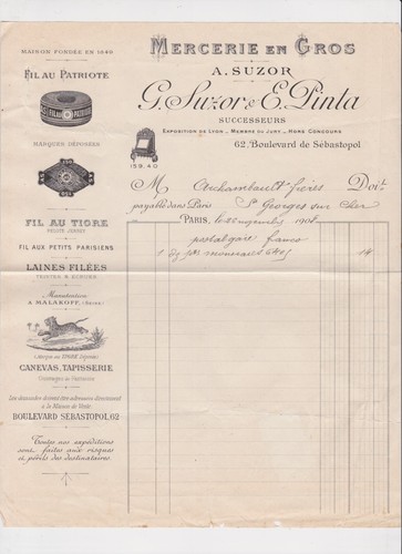 Courrier facture mercerie - facture,