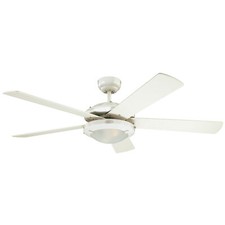 Ventilateur de plafond avec éclairage et chainettes 132 cm COMET Blanc et Hêtre