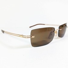 Givenchy SGV 004 Gold/Brown Vintage Rimless Sunglasses Lunettes de soleil w/Case