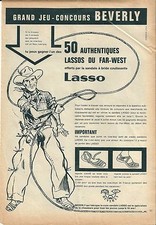 Publicité Grand jeu concours BEVERLY Cow boy cowboy lasso farwest chaussure 