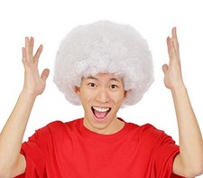 Perruque afro Clearstone Katsland Cosplay Halloween unisexe blanche de JP
