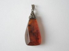 Pendentif Ambre Modifié Argent Vérifié Vintage Bijoux 6,8 G/5,8 X 2,1 Cm