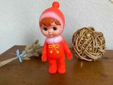 18  ⚜️ Ancienne Figurine Petite Poupée en Plastique Orange Japan Hauteur 21 Cm