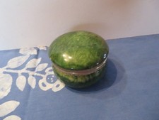 old green alabaster round box