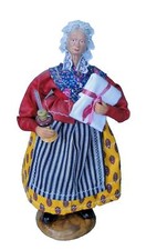 Doll Handmade Santon ancien Provence Femme lampe pétrole drap MARINACCI 26cm